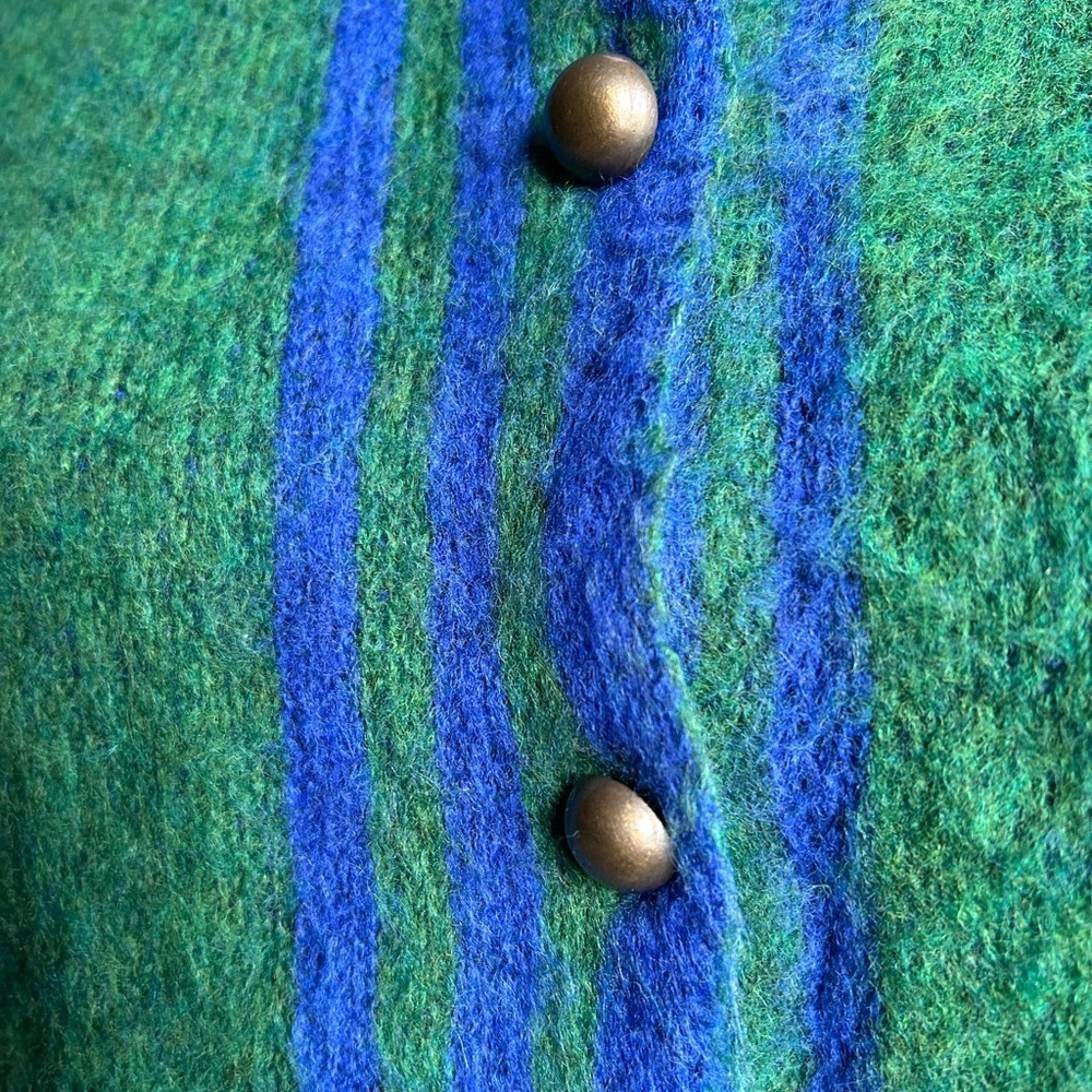 Simons Plaid Knit Button-Up Cardigan – Green & Blue. S/M - Picture 14 of 15